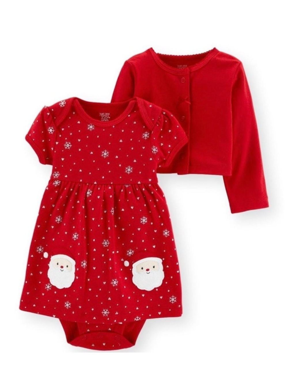 CARTER'S 2 PC SANTA DRESS & SWEATER SET -RED 9 MONTHS (NEW WITH TAGS)